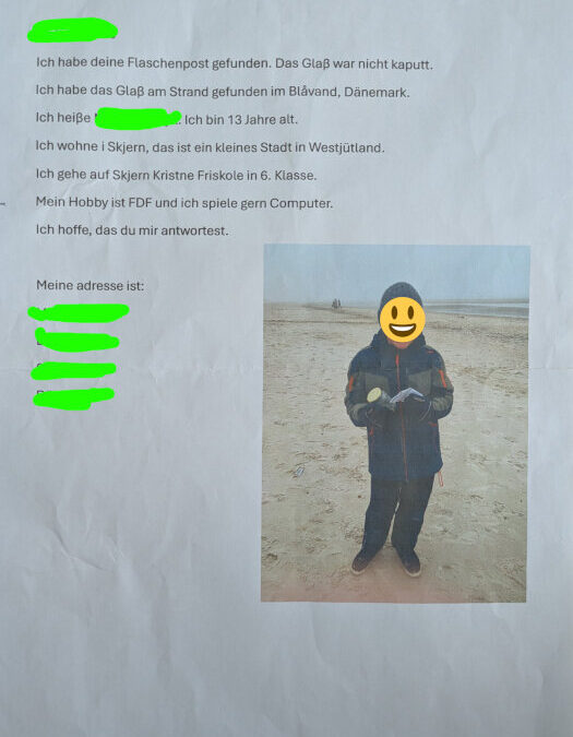 Flaschenpostantwort aus Dänemark